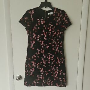 Calvin Klein Black Dress with Pink Floral Design